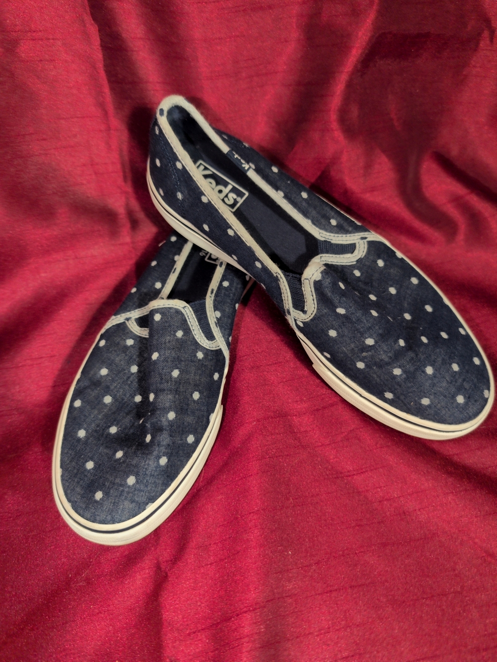 Keds Women's Navy Polka Dot Slip-On Sneakers Size 8